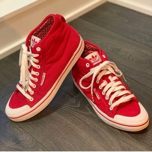 Rare Original Vintage Adidas Red Corduroy High Top